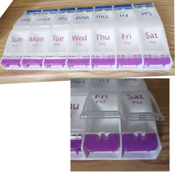 Temu Push-Type 14-Compartment Medicine Box English Portable Household Large-Capacity Health Care Box Packaging Storage Box