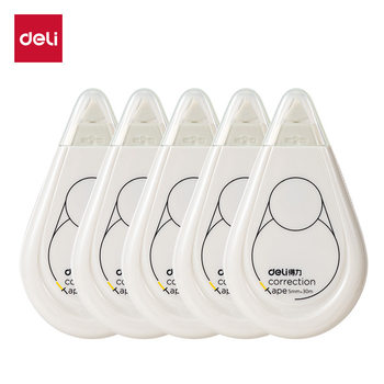 Deli Stationery 71506F White Series Correction Tape 5mm*30 Large Capacity Light Tone Correction Tape