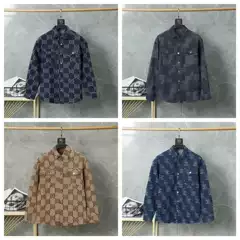 High-End Cross-Border Ceiling 25Ss Double g Jacquard Jacket Lapel Denim Jacket Men's Large Jacquard