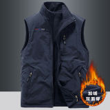 Осенне-зимний жилет 2023 года, мужской жилет плюс бархатный утолщенный ветрозащитный и теплый флисовый жилет для спорта и отдыха на открытом воздухе