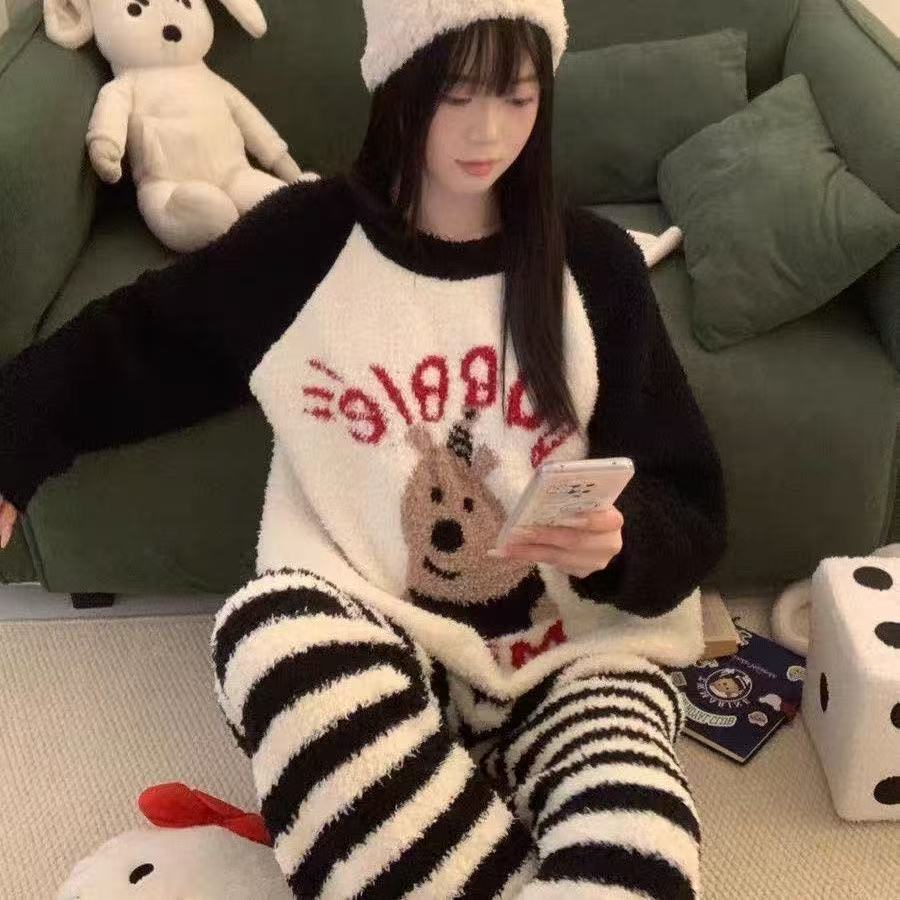 睡衣冬季女款珊瑚绒2025年新款冬天法兰绒秋冬家居服套装厂家直销