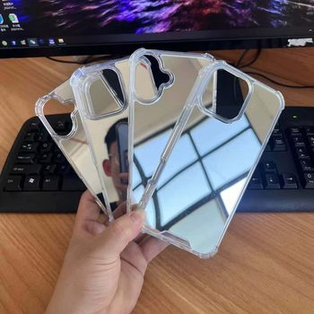 Mirror Apple 17Promax Mobile Phone Case 15 Touch-Up 14 Mirror 13Pro Female 11 New Style 16E Four Corners Anti-Fall