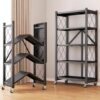 Installation-free Folding Rack Storage Rack for Kitchen and Living Room Trolley Storage Rack Floor-standing Movable Multi-layer Storage Rack