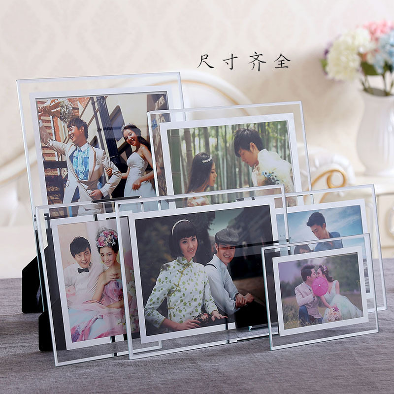 Creative transparent 7 inch photo frame crystal 8 inch photo frame children 10 inch horizontal frame table wholesale 6 inch glass photo frame