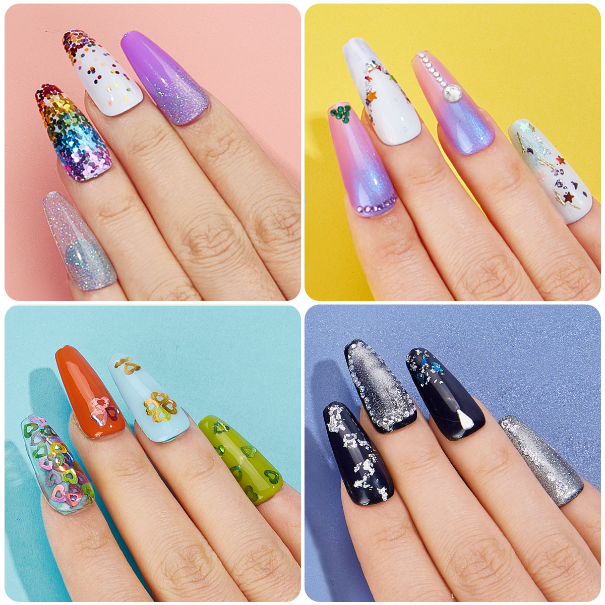 Nail art sequins glitter powder glitter powder jewelry gradient flash 12 color set gold foil Nail Polish glue makeup handmade