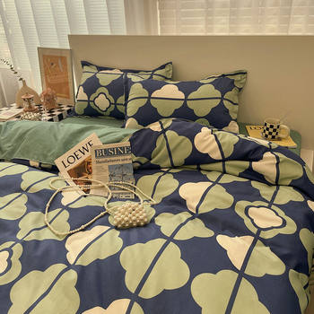 Simple Nordic Light Luxury Style Green Fresh Style Quilt Bedding Four-piece Quilt Cover Bed Sheet Dormitory Three-piece Set