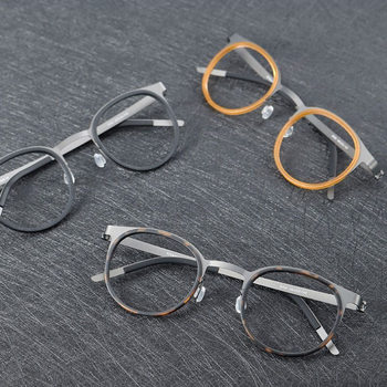 Jiang Wen and Xu Zheng's Same Style Ultra-Light Retro Business Style Round Men's Tortoiseshell Myopia Glasses Without Screws Can Be Equipped with Prescription Glasses Frames