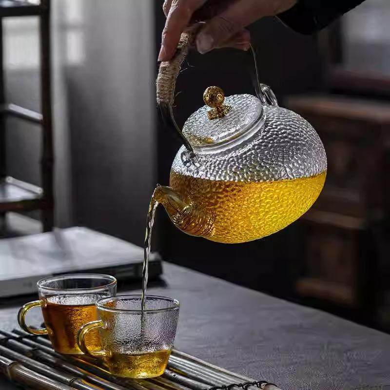 Heat-Resistant Petals Glass Teapot Household Scented Tea Coil Pot Electric Ceramic Stove Special Enclosing Stove Tea Brewing Vapor Filter Tea Brewing