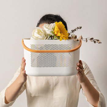 Japanese Style Bath Basket Bathroom Storage Basket Household Hollow Fruit and Vegetable Basket Thickened Bath Basket Storage Box Wholesale