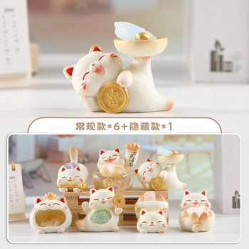 Cartoon Lucky Cat Crystal Blind Box Creative Design Cute Cat Desktop Ornament Cute Crystal Blind Box with Light