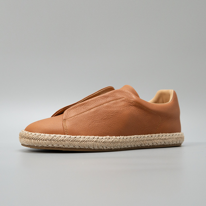 Giày lười sneaker nam da bò thật lớp đầu màu trơn phong cách thể thao đơn giản — Màu nâu, màu đen, Màu trắng