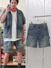 Correct Version 25Ss Trendy Brand New Style Lv Classic Workwear Jeans Unisex Celebrity Style Simple Shorts Trendy
