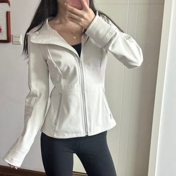 Original Lulu Women's Fend Soft Shell Cross Short Hooded Jacket Windproof Yoga Breathable Autumn and Winter Jacket