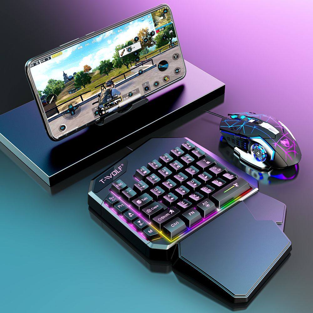 T-Wolf Lei Wolf T19 Game One-Handed Keyboard Gunslinger Left-Hand Mobile Game Tablet External Small Keyboard Eating Chicken Cross-Border