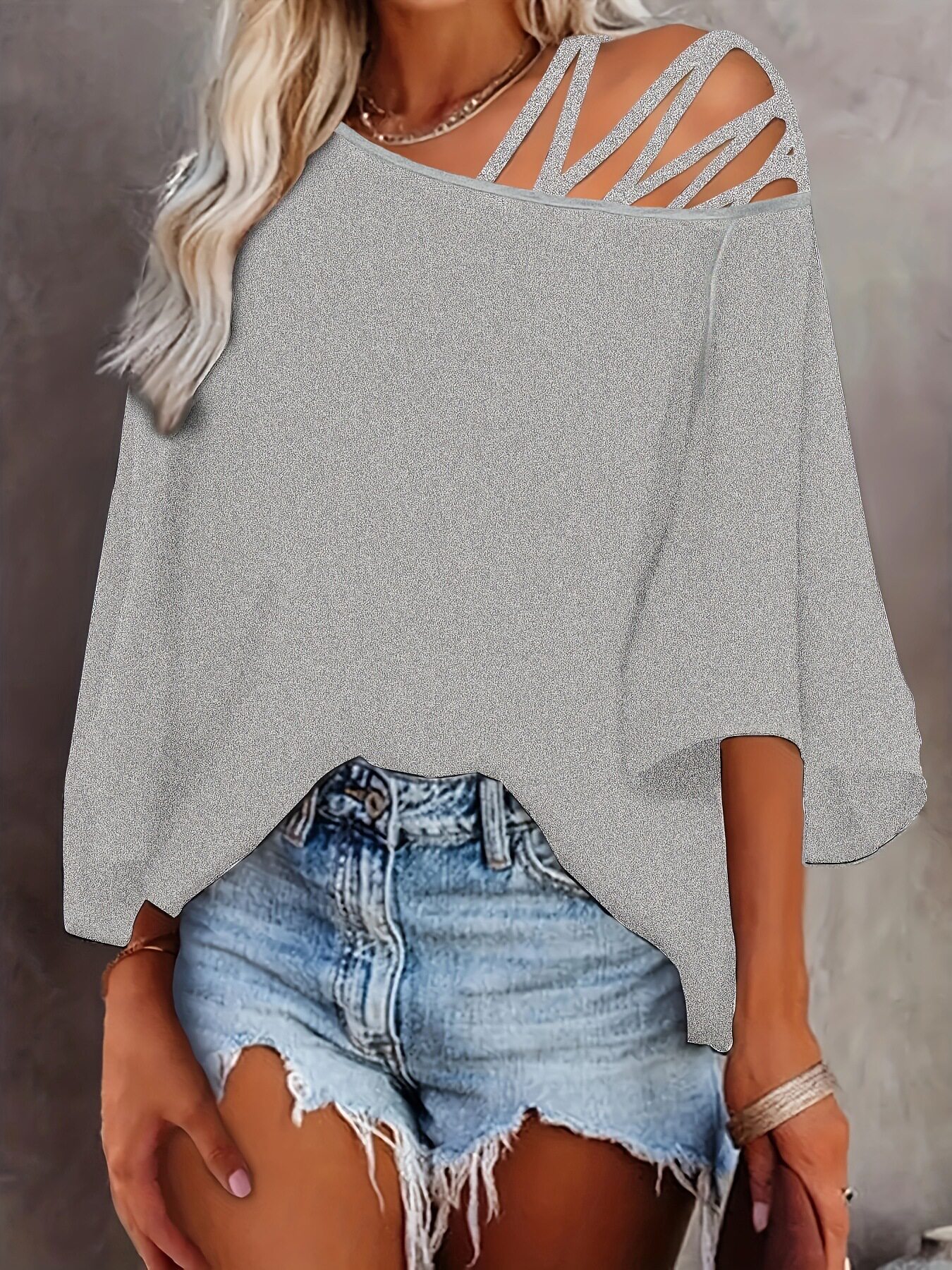 Womens Casual Loose Top Off Shoulder Design Solid Color Autumn Winter Style Wholesale Available