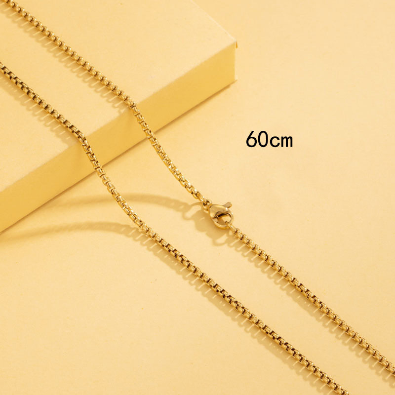 Stainless steel necklace O-chain titanium steel lip chain necklace women's pendant chain box chain square pearl chain diy