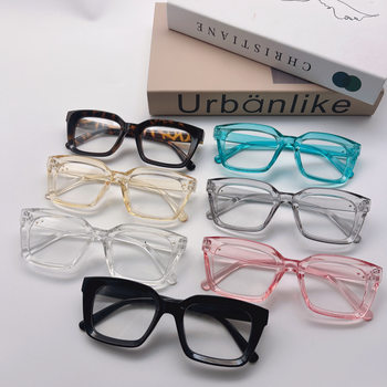 2025 New Crow Heart Flat Glasses for Women Without Makeup Square Frame Glasses Personalized Ultra-Light Transparent Gm Glasses Frame