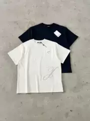 2026 European and American Trendy Brand Jacquemus Large J Letter Embroidered Cursive High-Weight Short-Sleeve T-Shirt Direct from Manufacturer