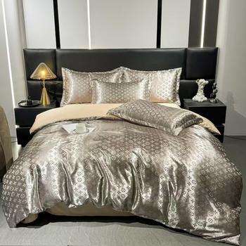 European-Style High-End Satin Jacquard Four-Piece Set, High-End Quilt Cover, Bed Bed Sheets Three-Piece Set, Single and Double Live Broadcast Group Purchase Wholesale