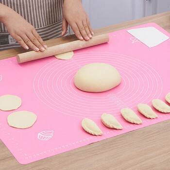 Kitchen Folding Silicone Dumpling Dough Mat Kneading Mat Household Cutting Board Tool Baking Board White Dough Set
