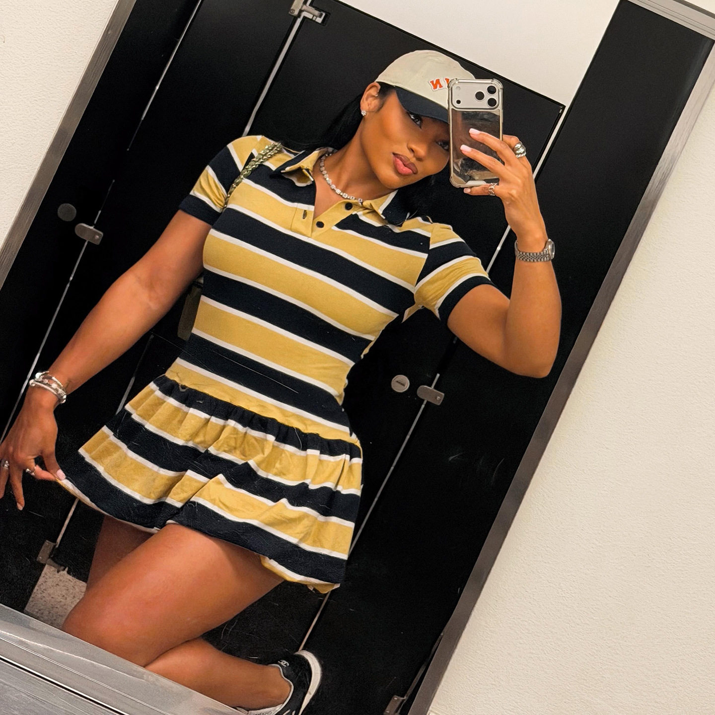 Retro Striped Short Sleeve Dress Fashionable Trendy Summer Style Perfect for Casual Outings Wholesale Available