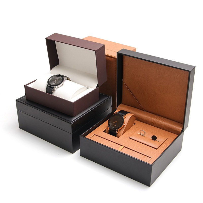 Source Factory Pu Watch Box Watch Packaging Box Jewelry Watch Set Box Flip Cover Couple Watch Gift Box Wholesale