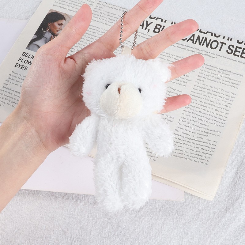 新款可爱腮红连体熊毛绒小熊珠链手机挂件12公分小熊