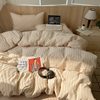 Class a Pure Cotton Yarn-Dyed Washed Cotton Four-Piece Set Japanese-Style Unprinted Style Pure Cotton Bed Sheetss and Fitted Bed Sheetss for Naked Sleeping Bedding Sets