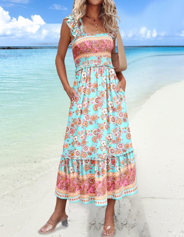 Summer Vacation Dress Casual Style Lightweight Fabric Vibrant Colors Perfect for Beach or Resort Ready to Ship