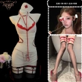 Set + Red Garter Stockings + Blindfold
