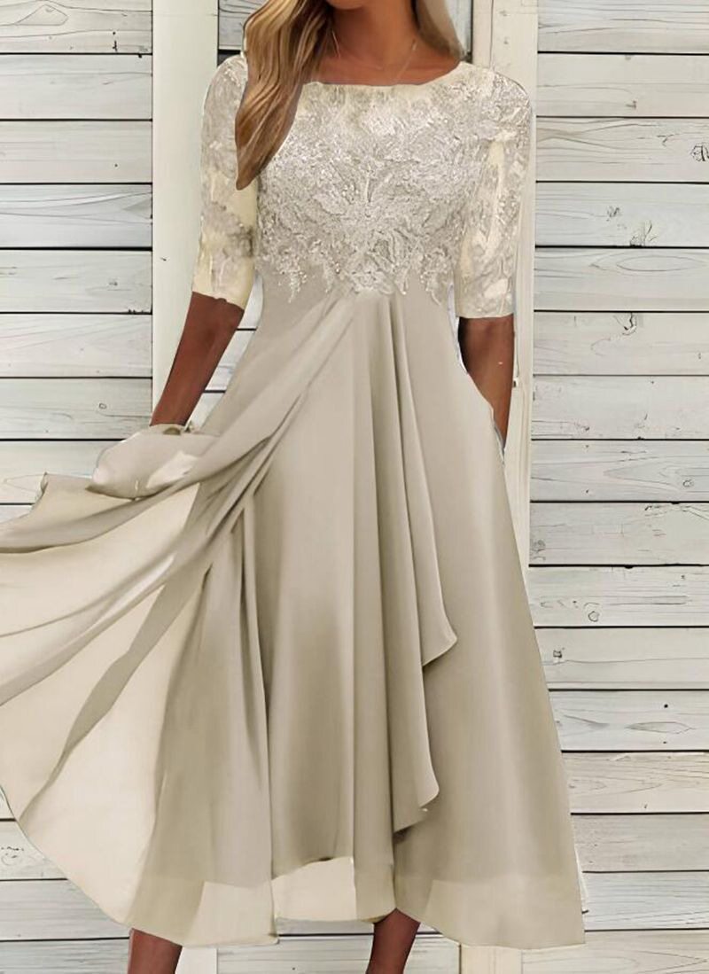 Chiffon Lace Hollow Out Long Dress Elegant Design Perfect for Bridesmaids Evening Gown Wholesale Available