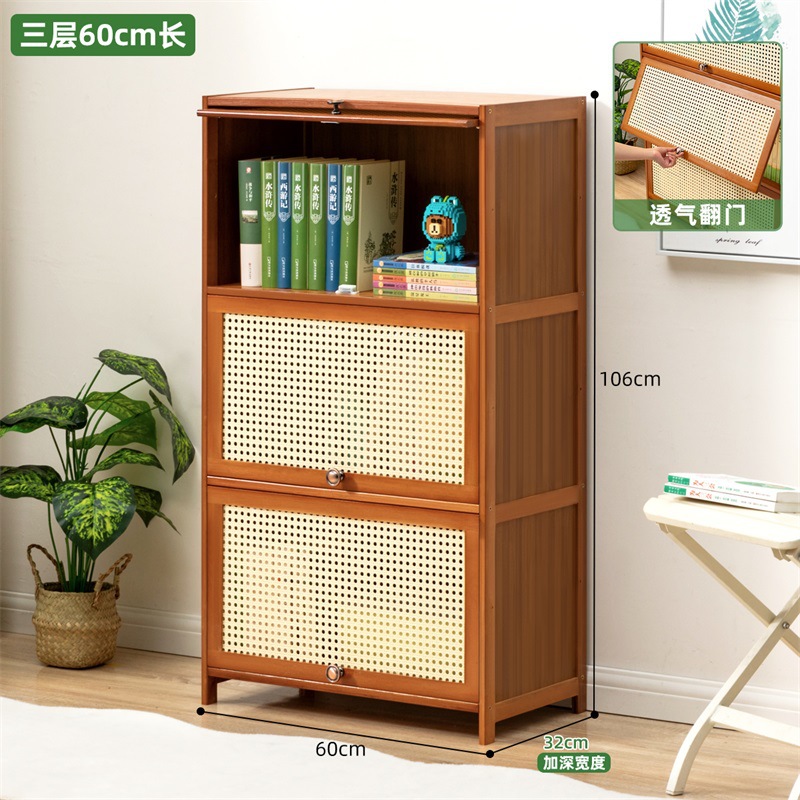 书架书柜置物架带柜门储物柜一体格子柜展示柜落地多层客厅置物柜