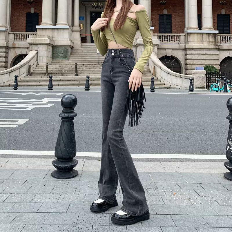 Womens Flared Denim Jeans Stylish Slim Fit Casual Versatile Spring Fall Fashion for Students Wholesale Available