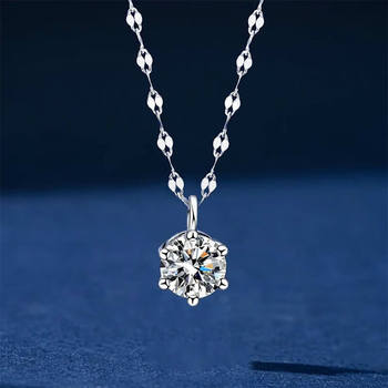 2 Carat Moissanite Necklace 925 Sterling Silver Clavicle Chain Accessible Luxury Water Drop 1 Carat Pendant as a Gift for Lover and Best Friend