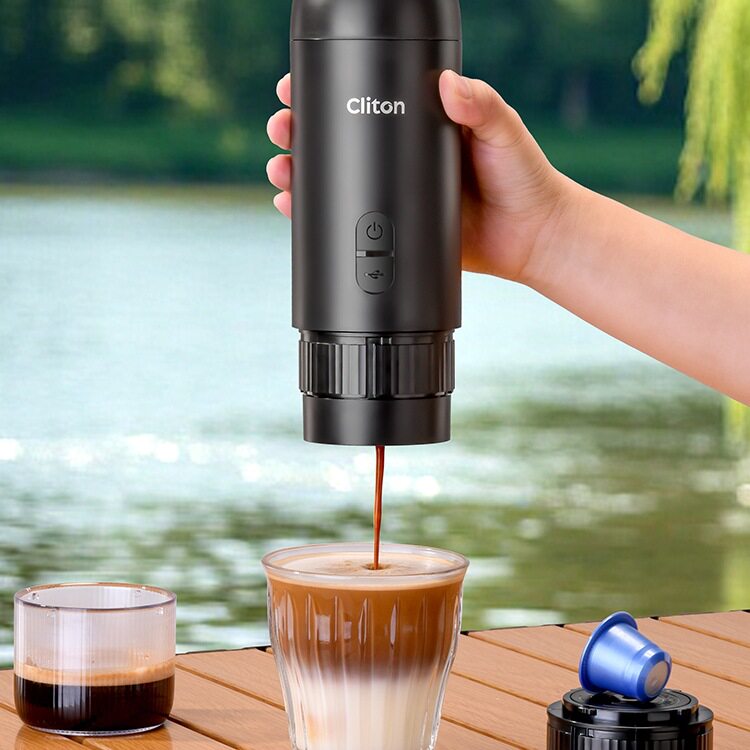 Portable Italian Coffee Machine Espresso Capsule Extraction Machine Semi-Automatic Moka Pot Small Home Outdoor Office