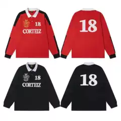 2025 New Autum C@Orteiz Digital Letter Pattern Printed Lapel Long-Sleeved T-Shirt for Men and Women Wholesale