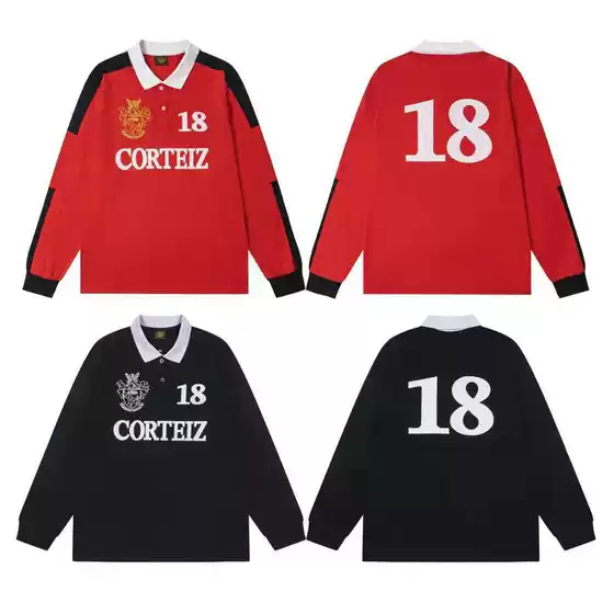 2025 New Autum C@Orteiz Digital Letter Pattern Printed Lapel Long-Sleeved T-Shirt for Men and Women Wholesale