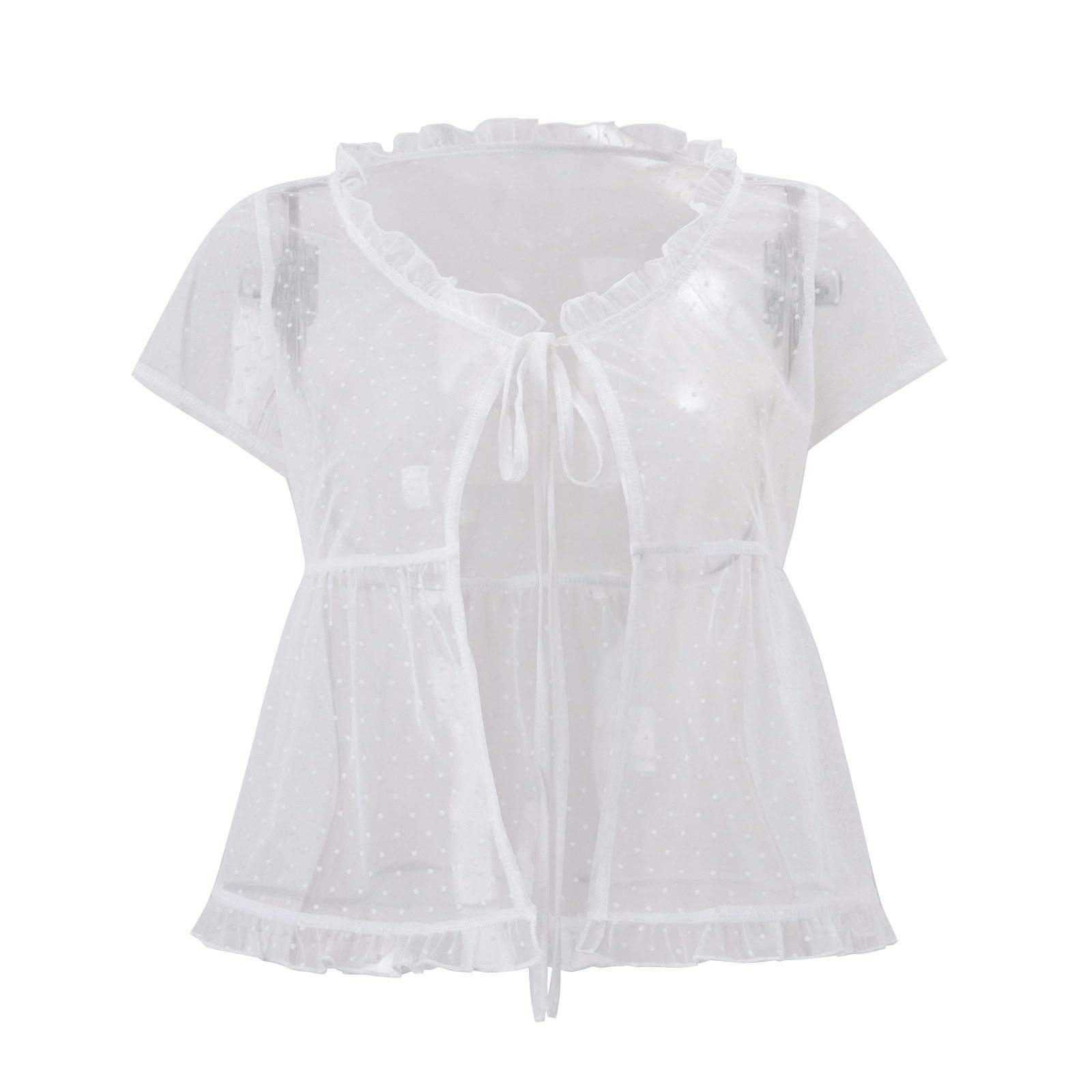 Bohemian Beach Vacation Set Sheer Polka Dot Top Shorts and Skirt Summer Fashion for Women Wholesale Available