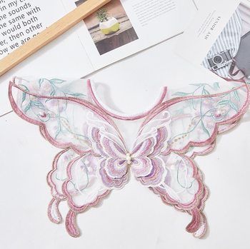 New Chinese-Style Decorative Embroidered Fabric Cloud Shoulder Hollow-Out Auspicious Cloud Patch Chinese Hanfu Small Shawl Lace Fake Collar Cape