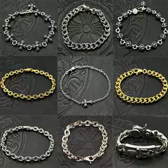 Trendy Jewelry Thai Silver Retro Fine Letter Insert Dice Men and Women Cross Flower Ball Collection Chain Bracelet