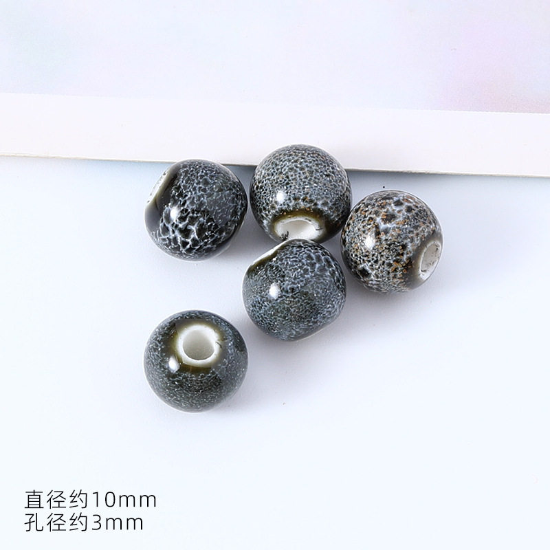 配件diy饰品大孔陶瓷散珠10mm手串珠子景德镇手链配件陶瓷珠批发