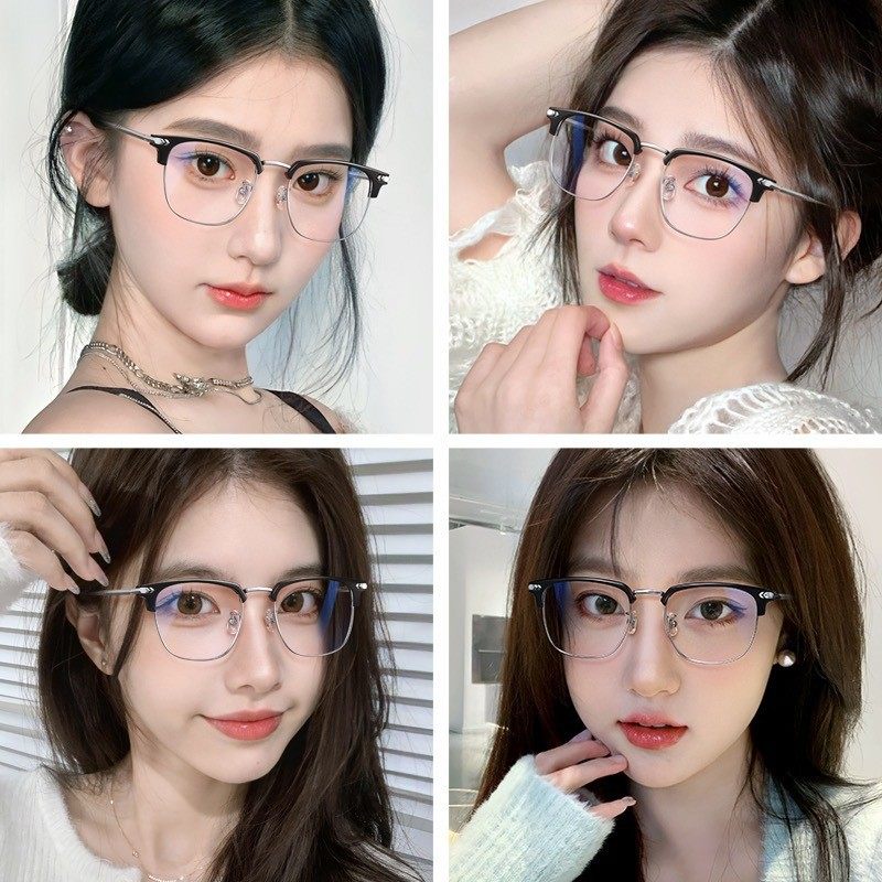 Men's Korean Style Presbyopic Glasses Anti-blue Light Auto-zoom Ultra-light High-definition Glasses Fashionable Eyebrows Half-frame Myopia Glasses