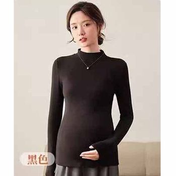 [Customized] Maternity Wear Autumn and Winter Internet Celebrity Hot Style Half Turtleneck Double-Sided Velvet Warm Loose Slimming Look Trendy Bottoming Shirt