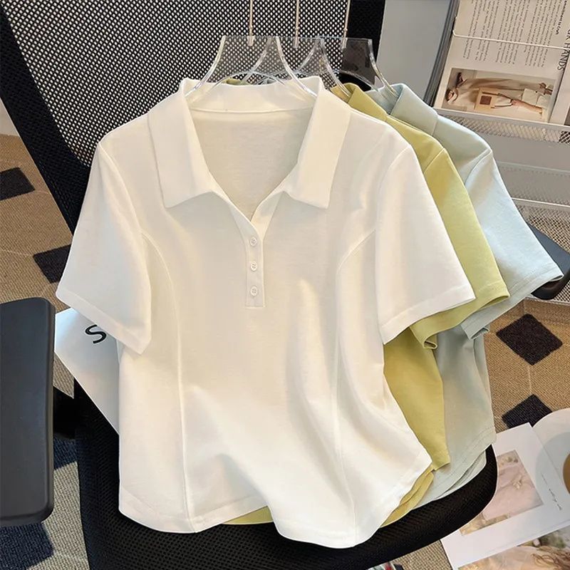 Womens Polo T Shirt Slim Fit Short Sleeve Casual Summer Style Available in White and Green Wholesale Supply