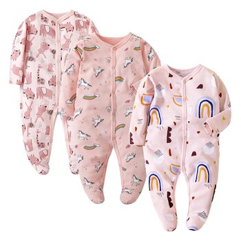 Factory wholesale baby jumpsuit foot-wrapped climbing suit newborn jumpsuit spring and summer pajamas baby clothes