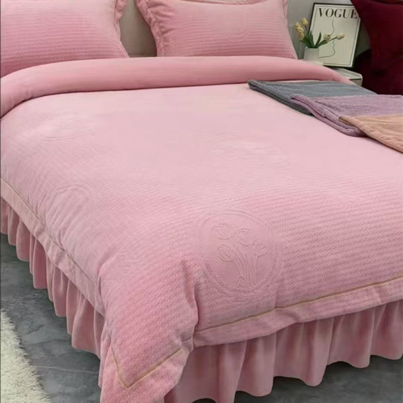 Class A High-end Winter Thickened Milk Velvet Bed Cover Four-piece Set Quilt Cover Warm Double-sided Velvet 4-piece Set Extra-thick Benmingnian