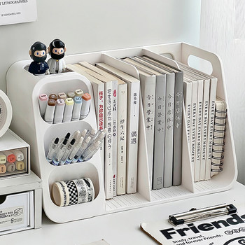 Desktop Storage Box Student Book Storage Rack Book Stand Large Capacity Bookshelf Office Desk Stationery Pen Holder