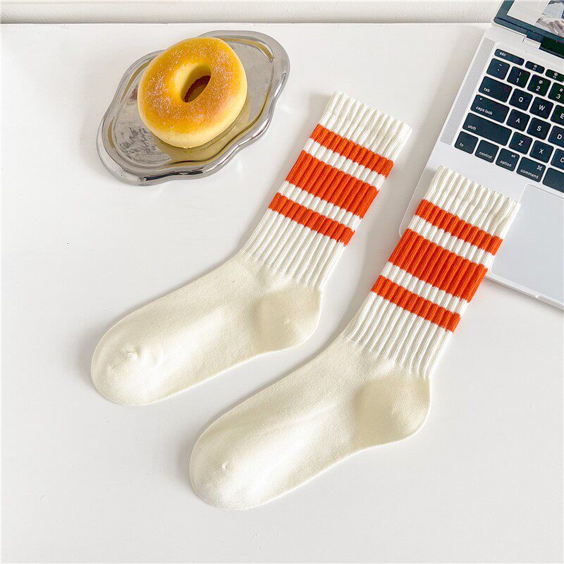潮牌cityboy日系粗线条纹长袜女堆堆袜棉运动复古中筒袜子男ins潮