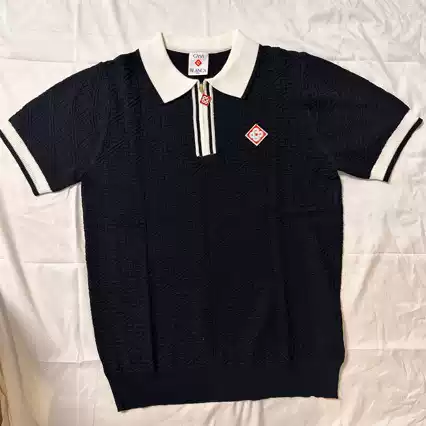 C a New Jacquard Lapel Casual Short-Sleeved Polo Shirt Men's Ice Silk Breathable Contrast Color Business Casa