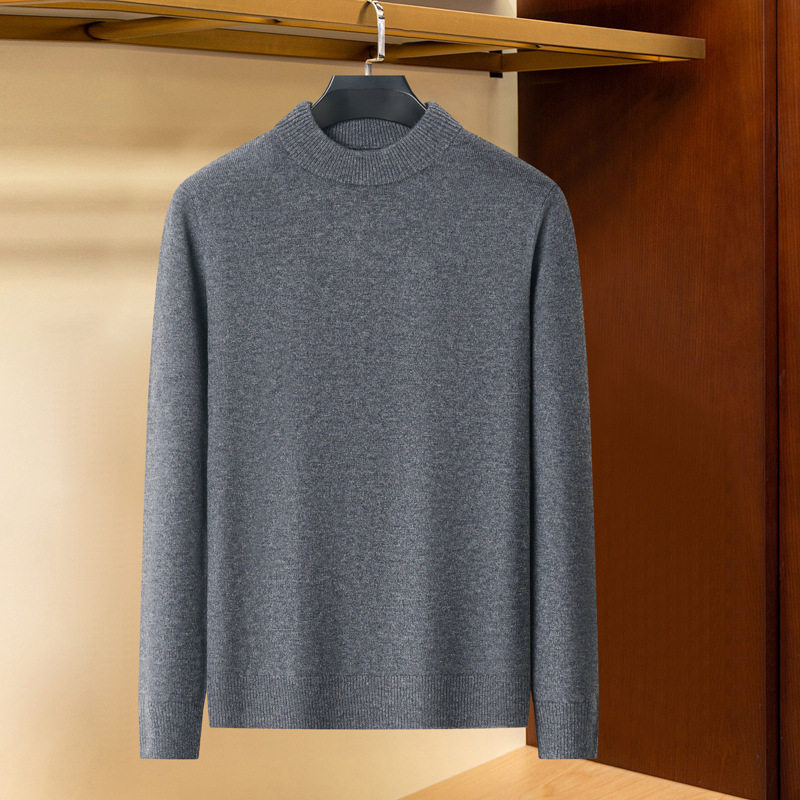 Áo Len Nam Cổ Lọ Dệt Kim Cashmere Giữ Ấm Phong Cách Casual Màu Be, Xám, Đen